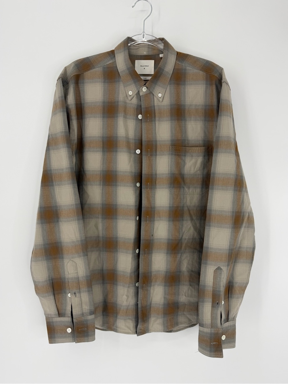 Billy Reid, Melange Shadow Plaid Tuscumbia Button Down, Size M
